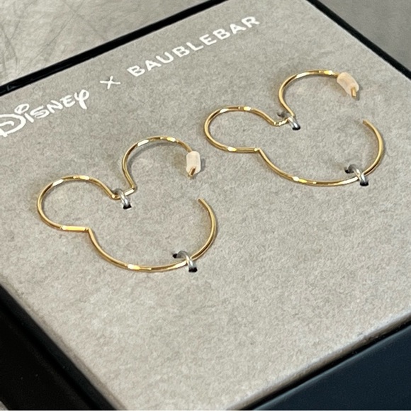 Disney x BaubleBar Mickey Mouse Gold Threader Hoop Earrings - Picture 6 of 13